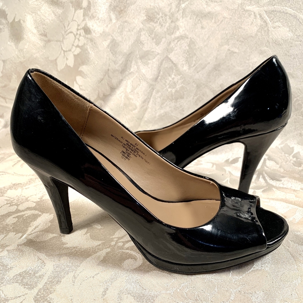 Merona Black Patent Leather Peeptoe Heels